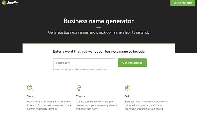 Shopify Generator Name