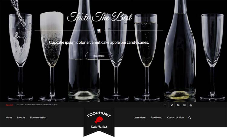 Free Plus Responsive WordPress Themes FoodHunt