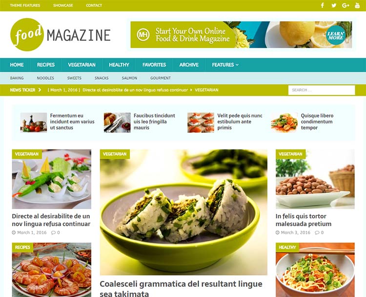 Free Plus Responsive WordPress Themes MH Food Magazine