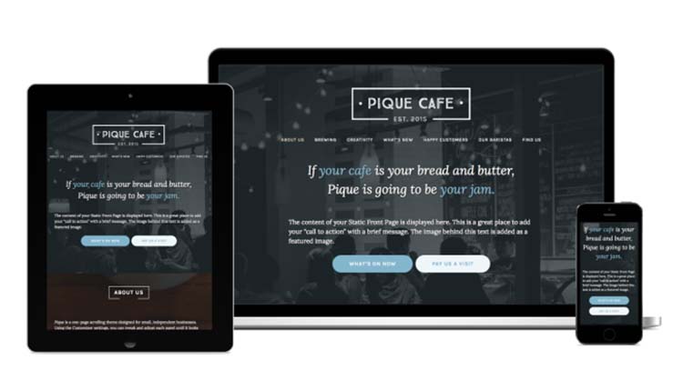 Free Plus Responsive WordPress Themes Pique Cafe