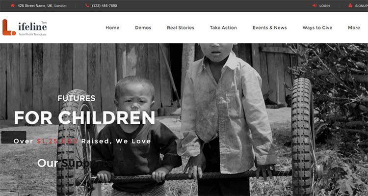 Nonprofit Charity WordPress Themes Lifeline Two