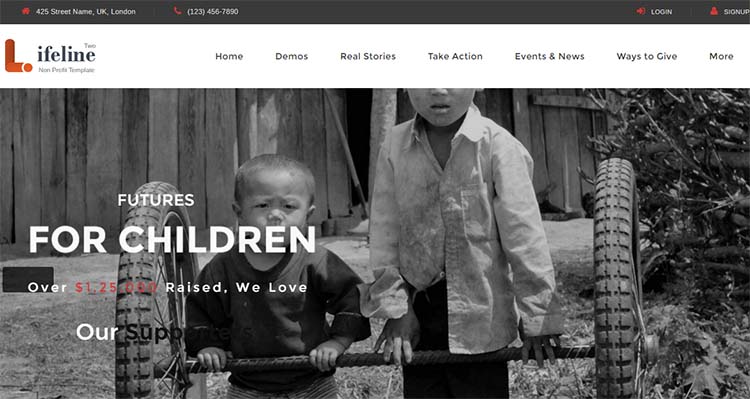 Nonprofit Charity WordPress Themes Lifeline Two