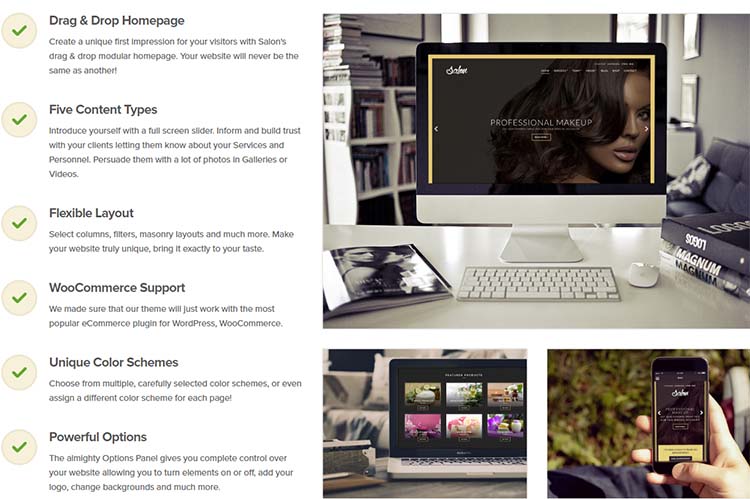 Salon WordPress Themes Features