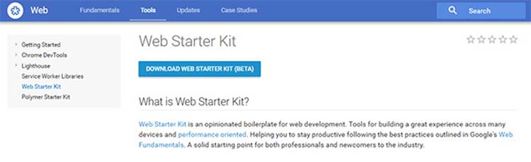 Google Web Starter Kit Web Technologies